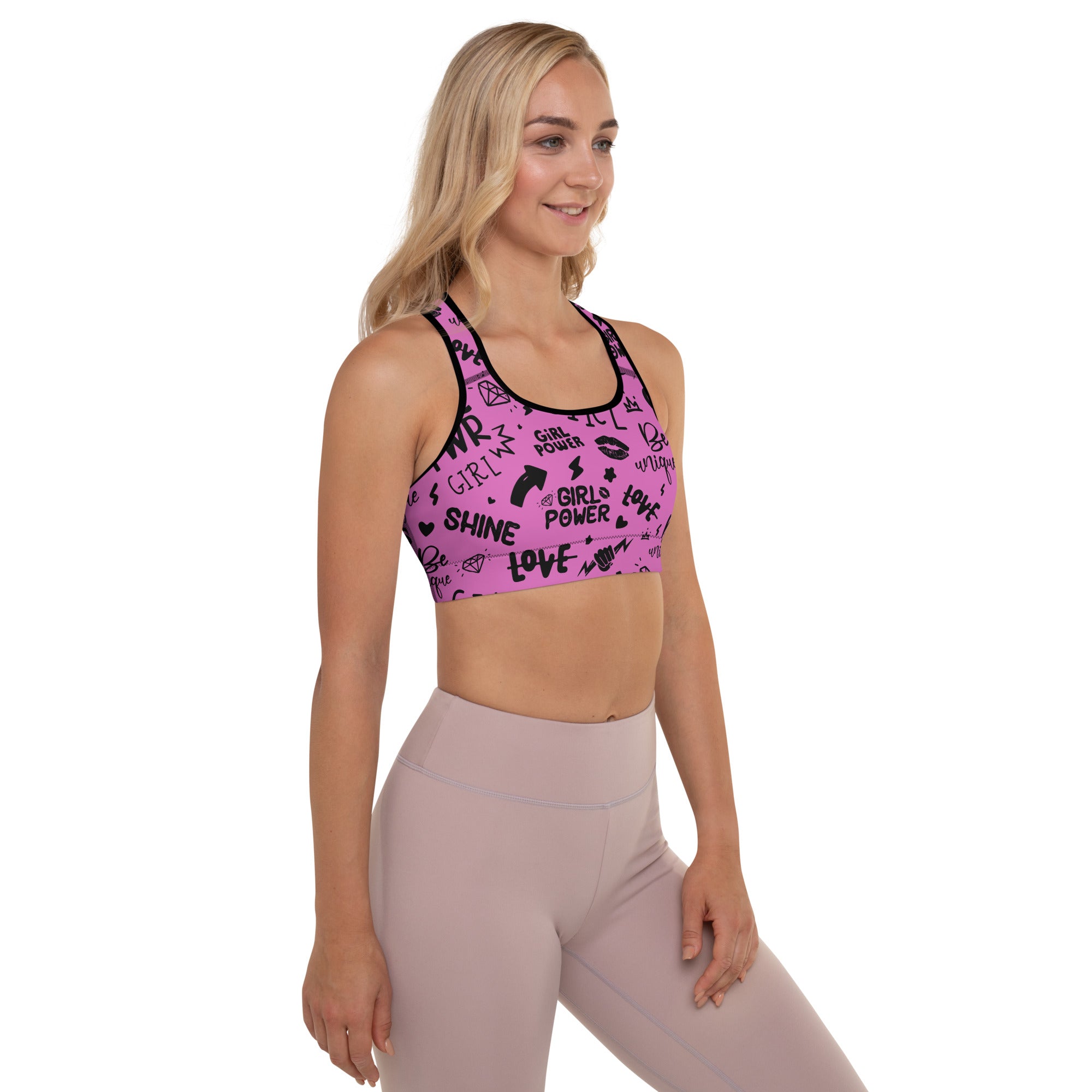 Printed Pink Sports Bra Right